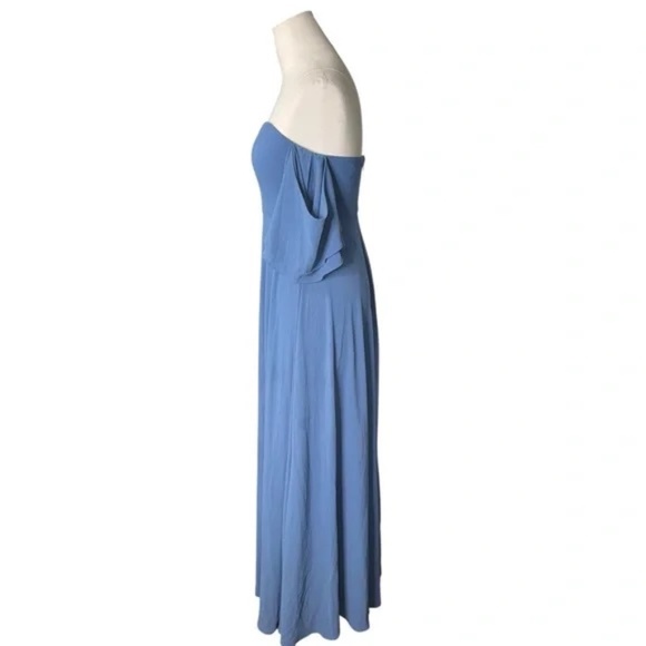 LULUS | Abbington Denim Blue Off-the-Shoulder Maxi Dress in Size Small - Picture 7 of 8
